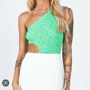 Princess Polly Green Asymmetrical Crop Top